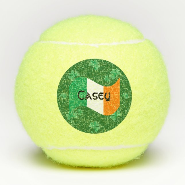 Balles De Tennis Drapeau irlandais avec Shamrock Personnalisé (Devant)