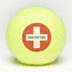 Balles De Tennis Drapeau suisse imprimé sur mesure jaune