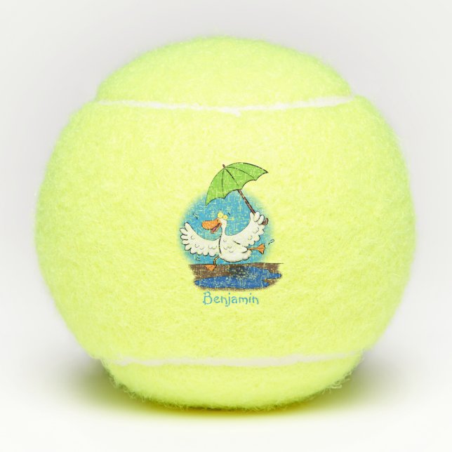 Balles De Tennis Drôle canard avec parapluie dessin animé (Devant)