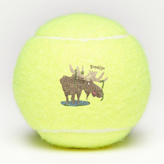 Balles De Tennis Drôle dessin animé d'orignal heureux (Devant)