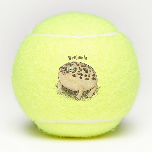 Balles De Tennis Drôle dessin de grenouille à pluie dans le désert (Devant)