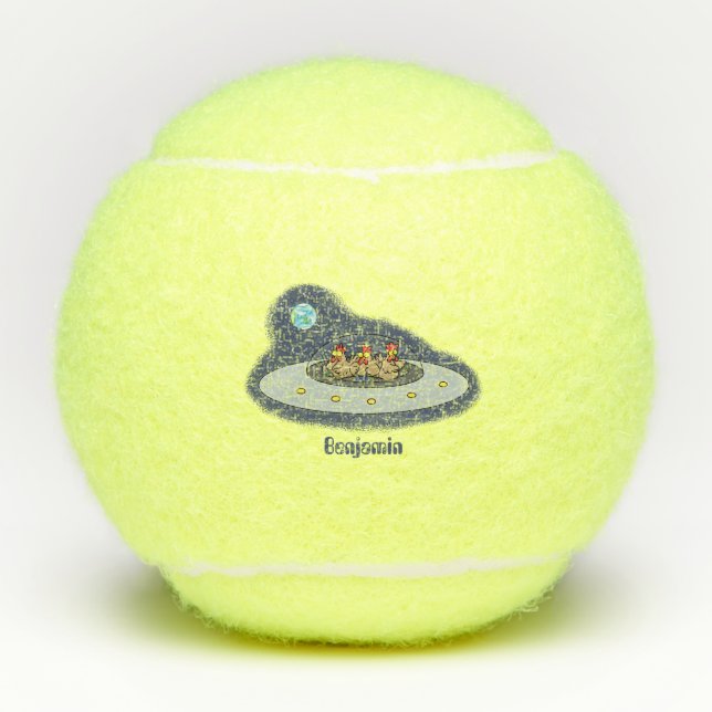 Balles De Tennis Drôle poule dans l'espace dessin animé (Devant)