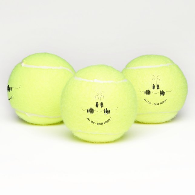 Balles De Tennis Drôle Yeux Tennis Balls Smile - Texte Personnalisé (Multiple)