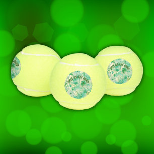 Balles De Tennis Élégant Dandelion Monogramme vert et blanc  