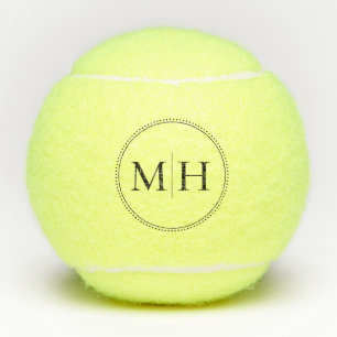 Balles De Tennis Élégant Minimaliste Bordure Pointillée Monogramme 