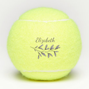 Balles De Tennis Élégant Script Floral Nom Monogrammé