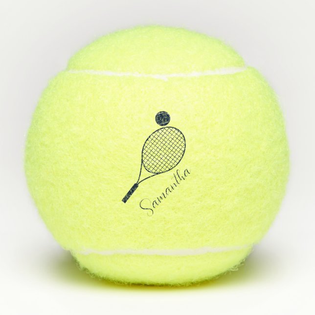 Balles De Tennis Élégant Script Nom moderne Personnalisé (Devant)