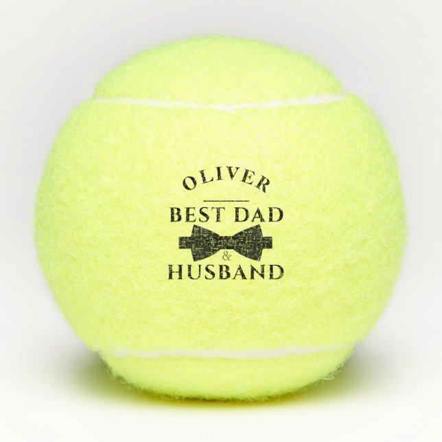 Balles De Tennis Elégante Bow Noir Meilleur Papa & Mari Fête du Pèr (Devant)
