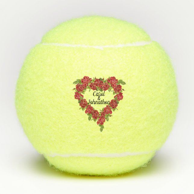 Balles De Tennis Élégante couronne de coeur des Feuilles de Roses r (Devant)