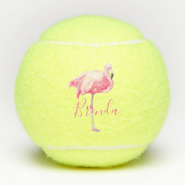 Balles De Tennis Flamant rose rose monogramme (Devant)