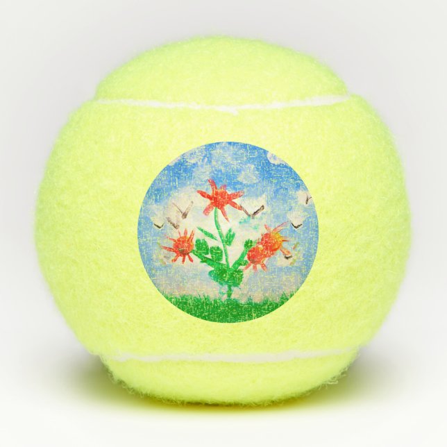 Balles De Tennis Fleurs Art par Enfants (Devant)
