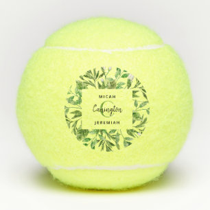 Balles De Tennis Foliage Monogramme Mariage Noms cadeaux personnali
