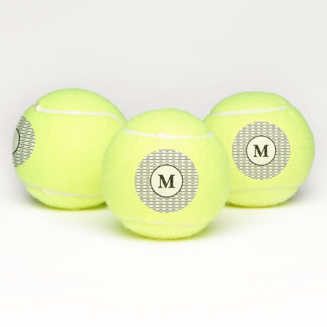 Balles De Tennis Grandes Motifs Noires Et Blanches Monogrammes Élég (Multiple)