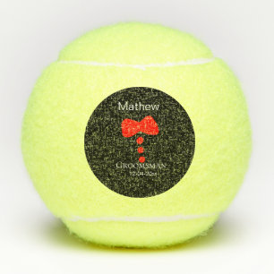 Balles De Tennis groomsman ajouter nom année noir arc chemise crava