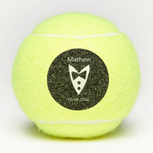 Balles De Tennis groomsman ajouter nom année noir arc chemise crava