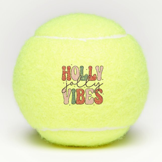 Balles De Tennis Holly Jolly Vibes Retro Noël (Devant)