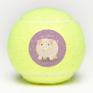 Balles De Tennis Illustration de cochon cartoon rose mignon au vent