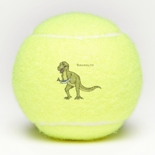 Balles De Tennis Illustration de dinosaure T rex drôle (Devant)