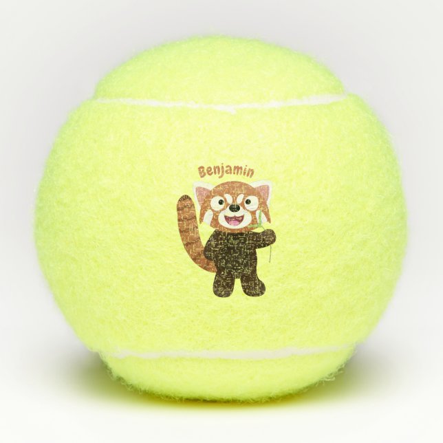 Balles De Tennis Illustration de panda rouge mignon (Devant)