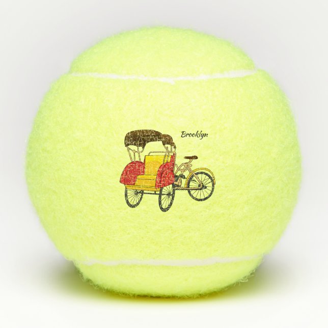 Balles De Tennis Illustration de pousse-pousse pédicab (Devant)
