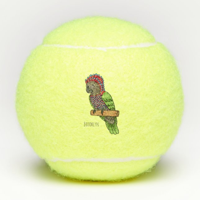 Balles De Tennis Illustration d'oiseau perroquet à tête de faucon (Devant)