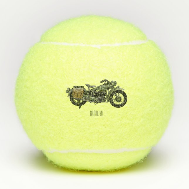 Balles De Tennis Illustration d'une moto de croiseur militaire (Devant)