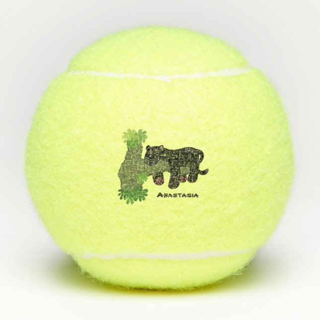 Balles De Tennis Image de dessin animé de chat en panthère noire ja (Devant)