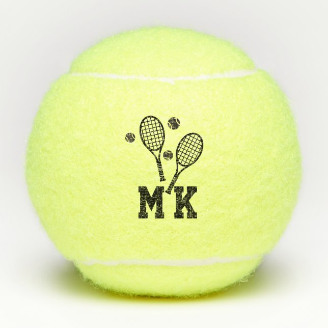 Balles De Tennis Initiales de tennis monogrammes personnalisées (Devant)