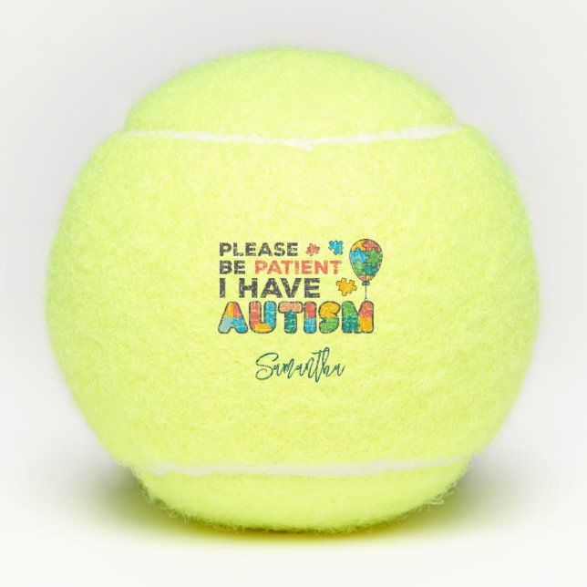 Balles De Tennis J'Ai Autisme Personnalisé Autiste Personnalisé (Devant)