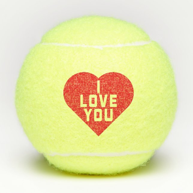 Balles De Tennis Je t'aime Coeur Rouge (Devant)