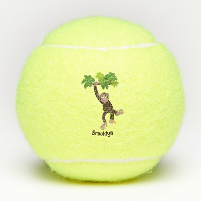 Balles De Tennis Joli chimpanzé dans la jungle suspendu dessin anim (Devant)