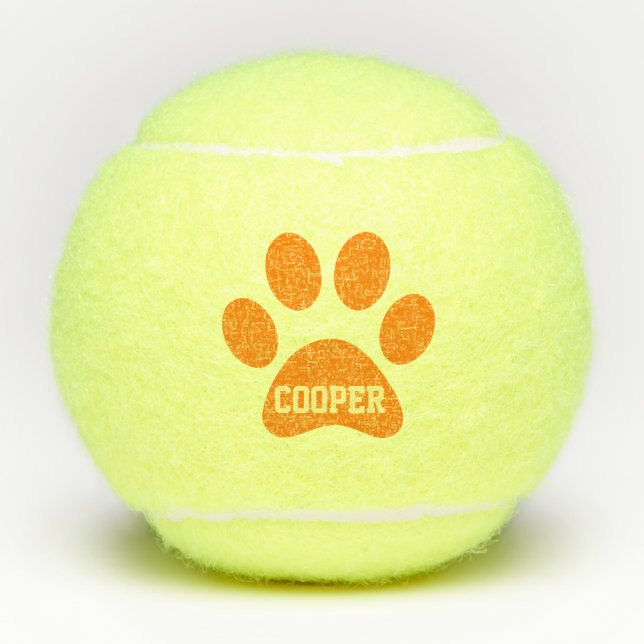 Balles De Tennis Jouet nommé personnalisé par empreinte de patte (Devant)