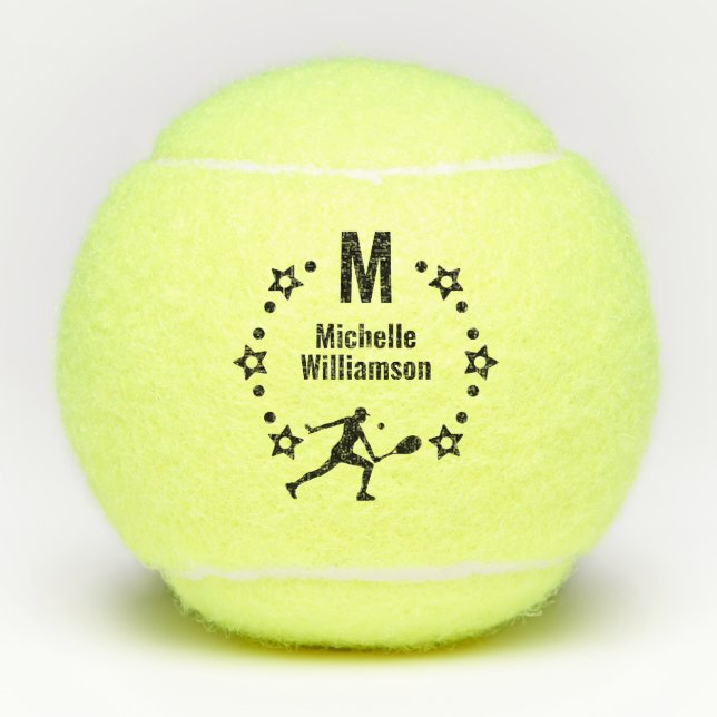 Balles De Tennis Joueur étoile monogrammé (Devant)