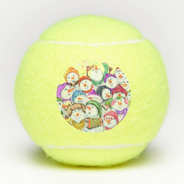 Balles De Tennis Joyeux Snowmans Joyeux Bals De Tennis De Noël (Devant)