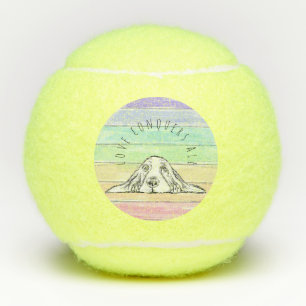 Balles De Tennis l'amour conquiert tout chien arc-en-ciel basset ho