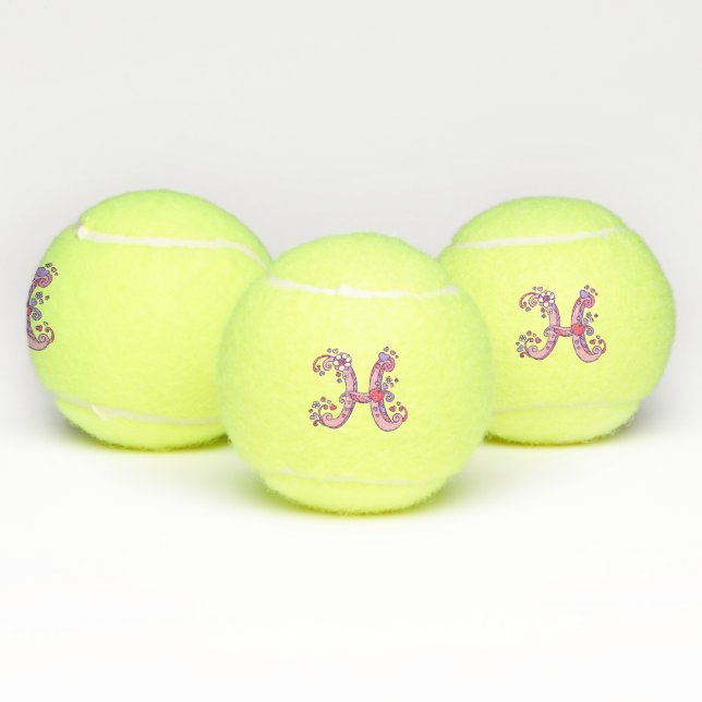 Balles De Tennis Lettre H monogramme filles Doodart personnalisé (Multiple)
