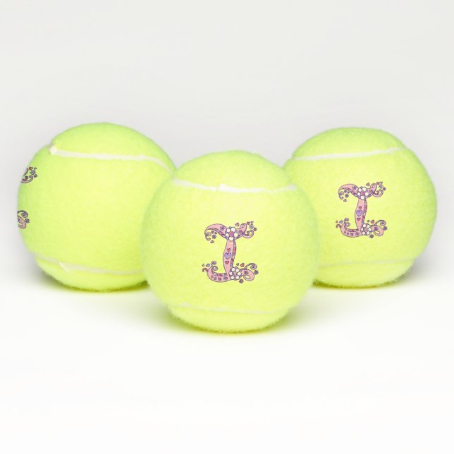 Balles De Tennis Lettre I monogramme filles Doodart personnalisé (Multiple)