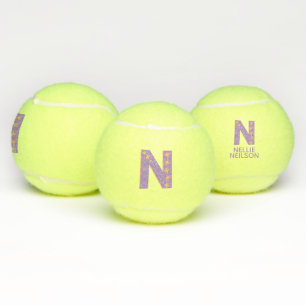 Balles De Tennis Lettre N monogramme filles personnalisées violet