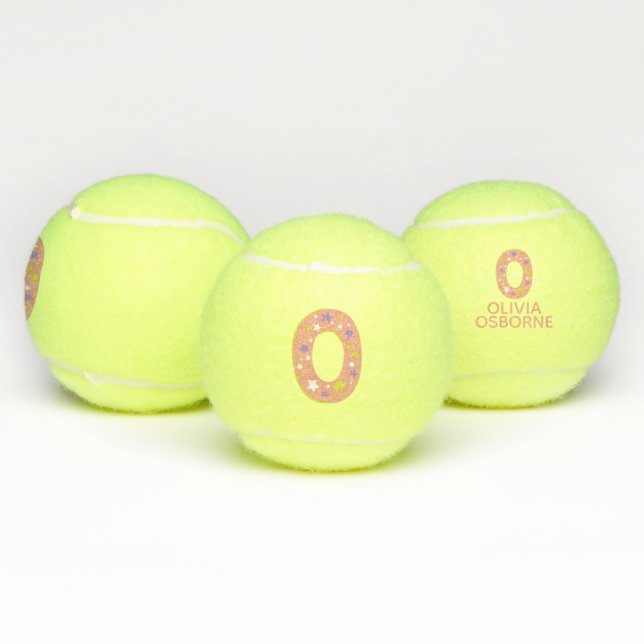 Balles De Tennis Lettre O monogramme filles corail personnalisé (Multiple)
