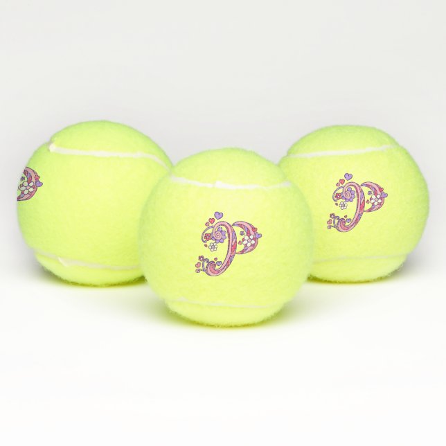 Balles De Tennis Lettre P monogramme filles Doodart personnalisé (Multiple)
