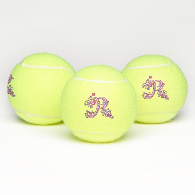 Balles De Tennis Lettre R monogramme filles Doodart personnalisé (Multiple)