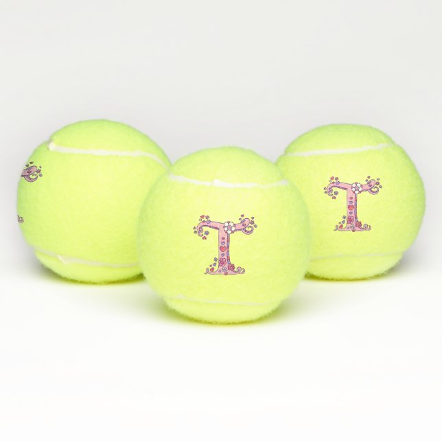 Balles De Tennis Lettre T monogramme filles Doodart personnalisé (Multiple)