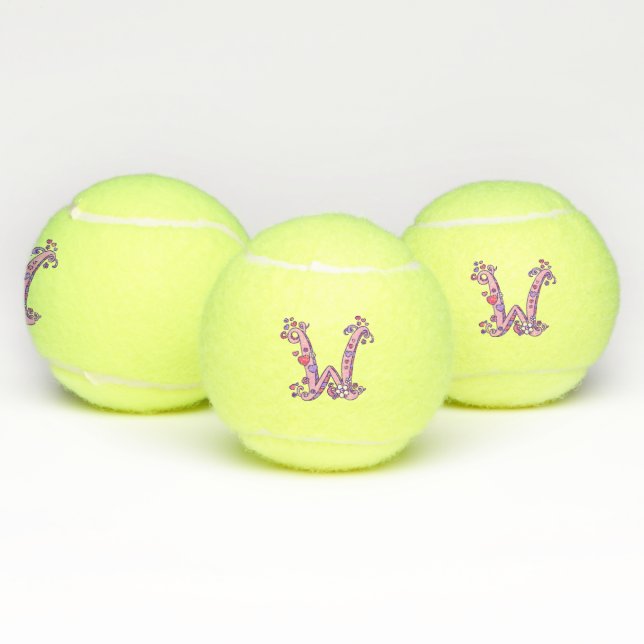 Balles De Tennis Lettre W monogramme filles Doodart personnalisé (Multiple)