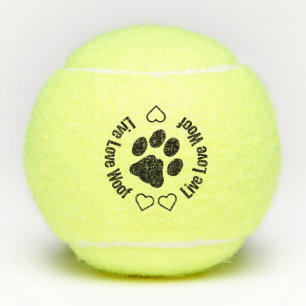 Balles De Tennis Live Love Woof - Coeurs Empreintes de pattes migno