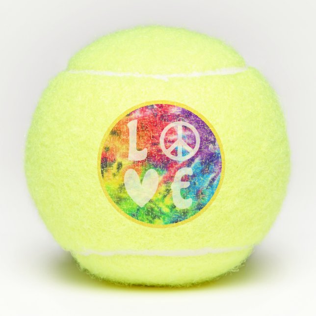 Balles De Tennis Love Peace Sign Heart Fun Hippie Rainbow Tie Dye (Devant)
