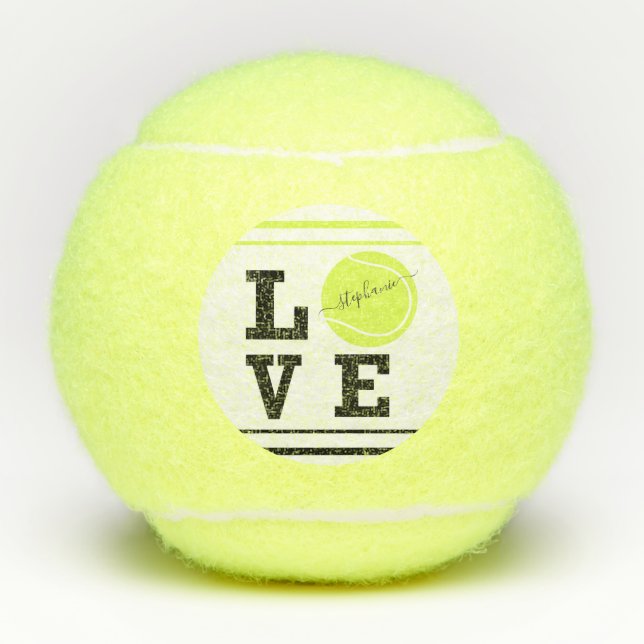 Balles De Tennis Love Tennis Prénom Yellow Ball (Devant)
