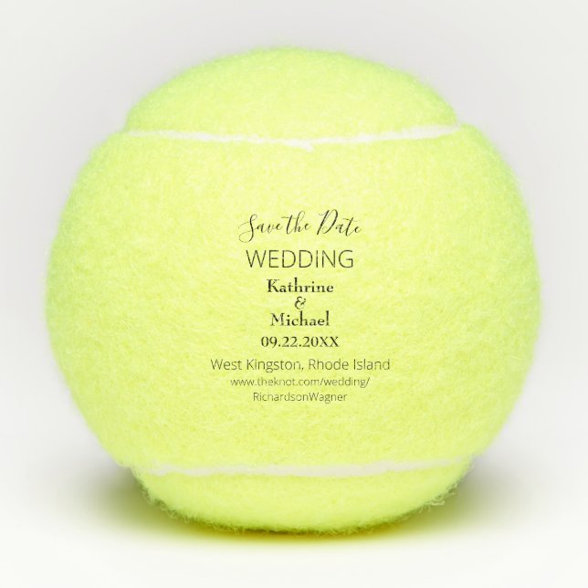 Balles De Tennis Mariage Enregistrer la typographie de la date (Devant)