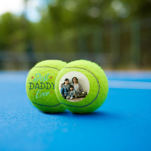 Balles De Tennis Meilleur papa jamais | Photo Lettrée main (Créateur téléchargé)