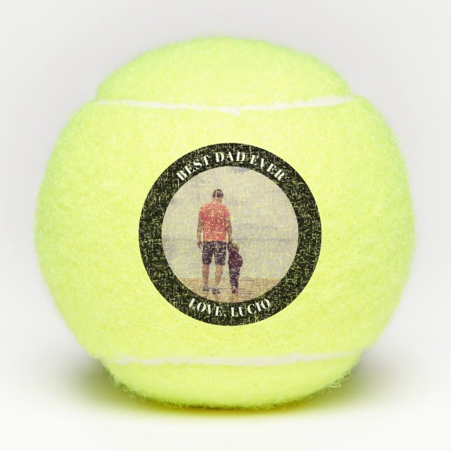 Balles De Tennis Meilleur papa photo personnalisée noir (Devant)