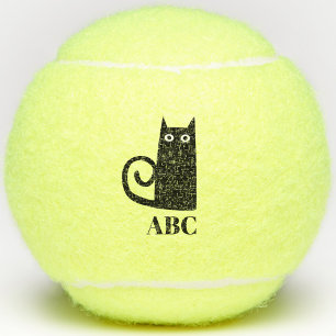 Balles De Tennis Monogramme de chat noir
